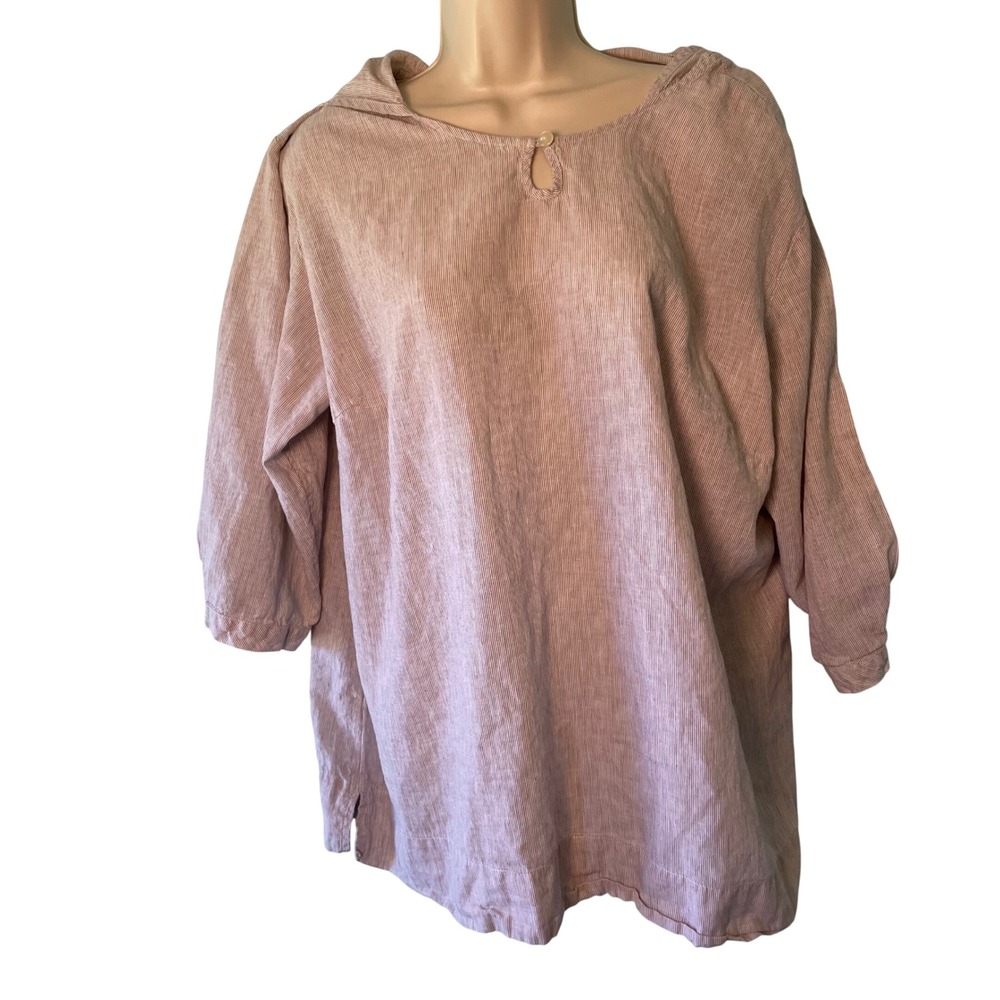 J. Jill Linen Blend Hooded Tunic Top Tan Size 2X Womens Casual Minimalist
